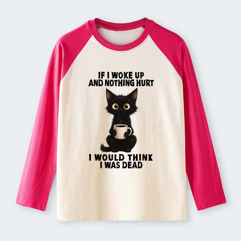 Tokyo-Tiger Funny Cute Black Cat And Coffee Meme Raglan Long Sleeve T-shirt