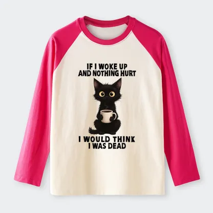 Tokyo-Tiger Funny Cute Black Cat And Coffee Meme Raglan Long Sleeve T-shirt