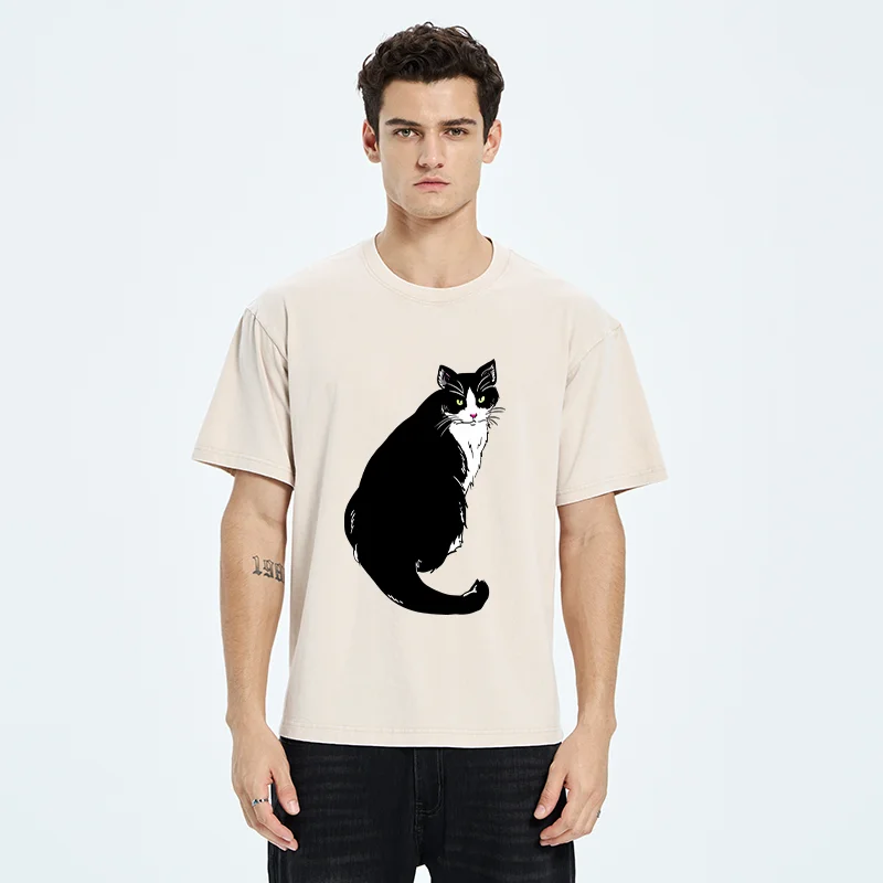 Tokyo-Tiger Elegant Cat Washed T-Shirt