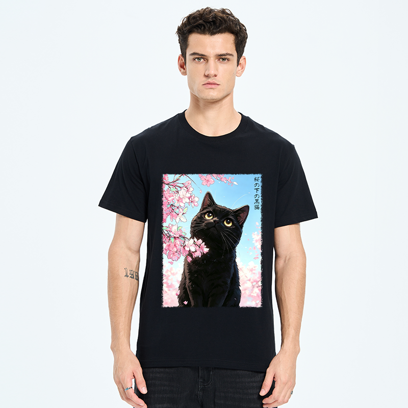 Tokyo-Tiger Japanese Sakura Black Cat Classic T-Shirt