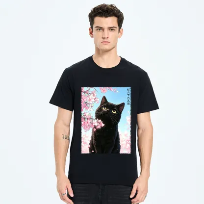 Tokyo-Tiger Japanese Sakura Black Cat Classic T-Shirt