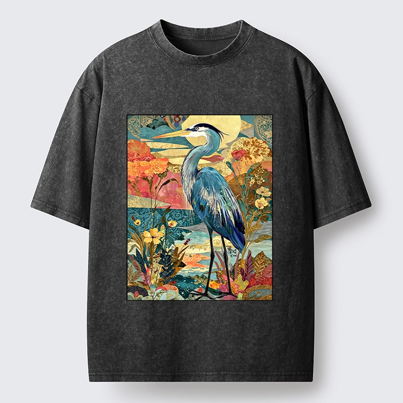Tokyo‑Tiger Heron Wild Bloom Washed T‑Shirt