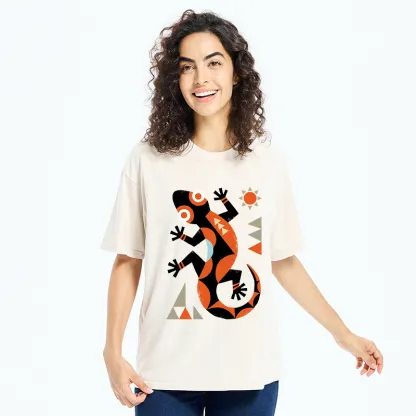 Tokyo-Tiger Abstract Geometric Gecko Washed T-Shirt