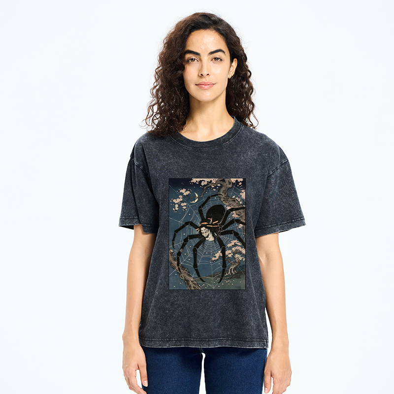 Tokyo-Tiger Vintage Spider Ghost Art Washed T-Shirt