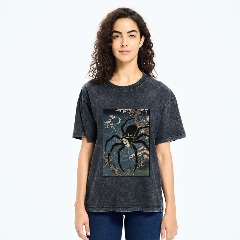 Tokyo-Tiger Vintage Spider Ghost Art Washed T-Shirt