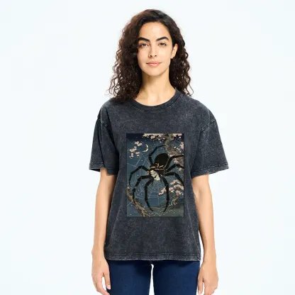 Tokyo-Tiger Vintage Spider Ghost Art Washed T-Shirt