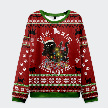Tokyo-Tiger Cat Everything is fine Ugly Sweater