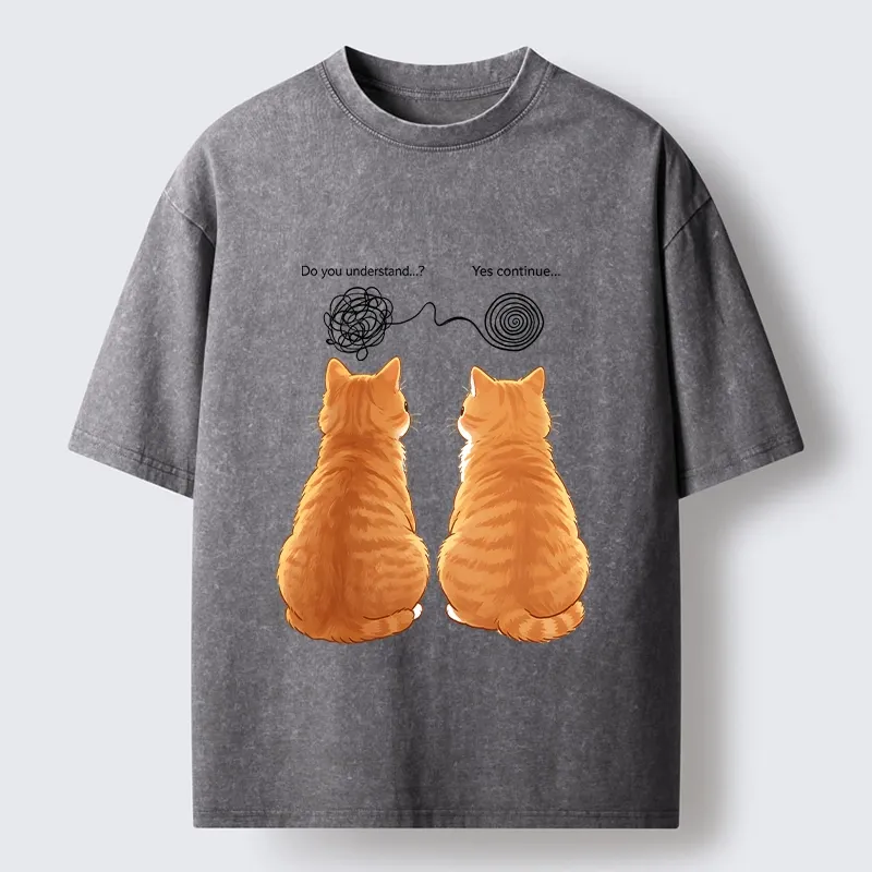 Tokyo‑Tiger Relatable Cat Thoughts Washed T‑Shirt