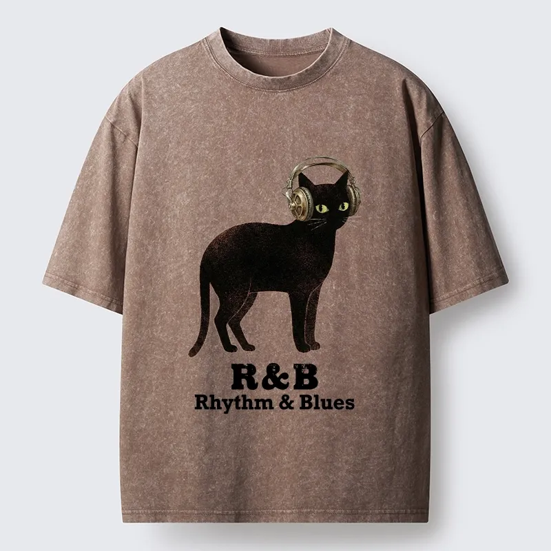 Tokyo‑Tiger Cat Headphone Groove Washed T-Shirt