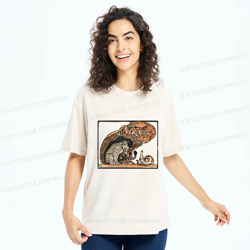 Tokyo-Tiger Adorable Felines Washed T-Shirt
