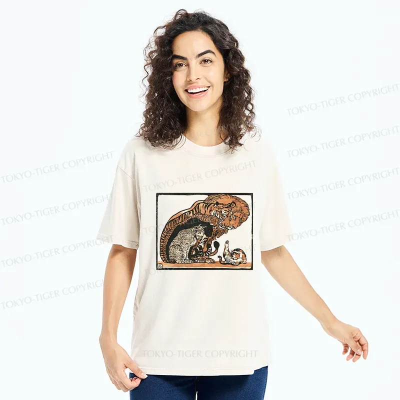 Tokyo-Tiger Adorable Felines Washed T-Shirt