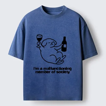 Tokyo‑Tiger Silly Wine Dog Vibe Washed T‑Shirt
