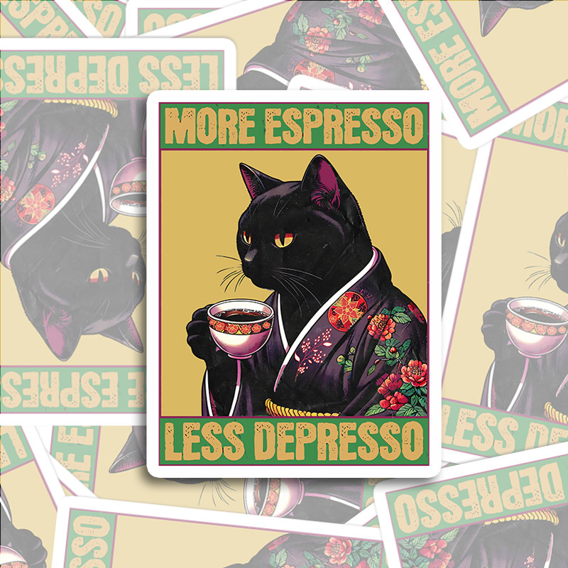 Tokyo-Tiger Up Caffeine Down Depression Sticker