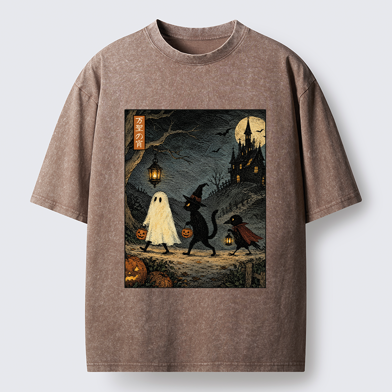 Tokyo-Tiger Vintage Halloween Crew Washed T-Shirt