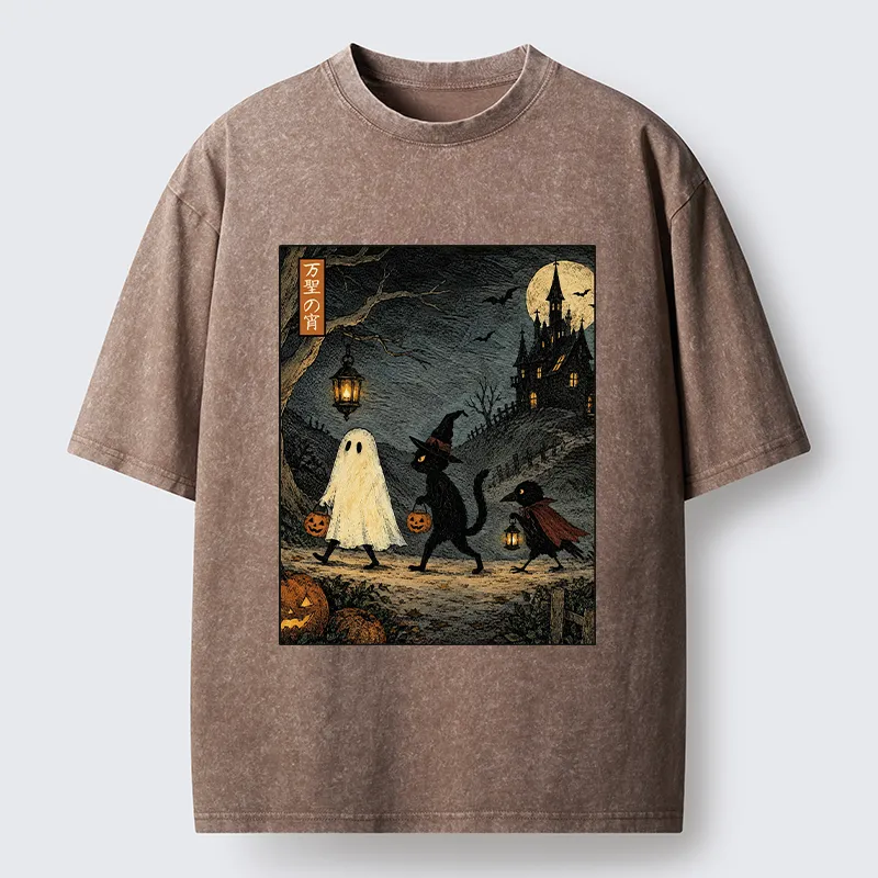 Tokyo-Tiger Vintage Halloween Crew Washed T-Shirt
