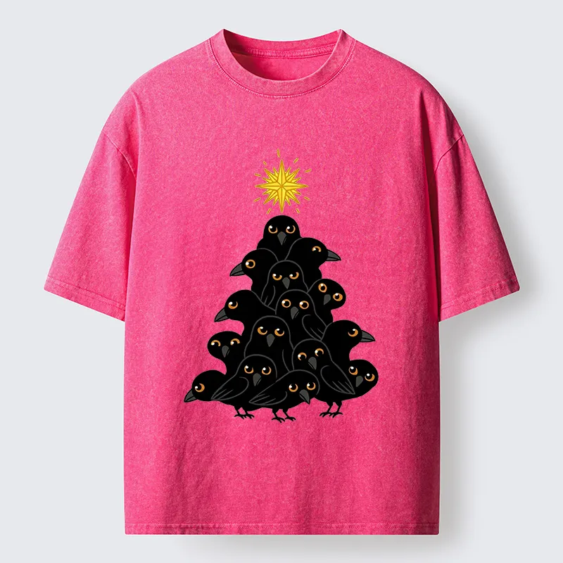 Tokyo-Tiger Crow Christmas Tree Washed T-Shirt