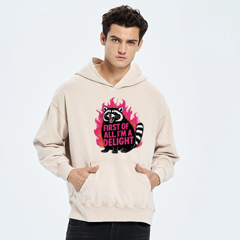 Tokyo-Tiger Angry Raccoon Funny Cat Washed Hoodie