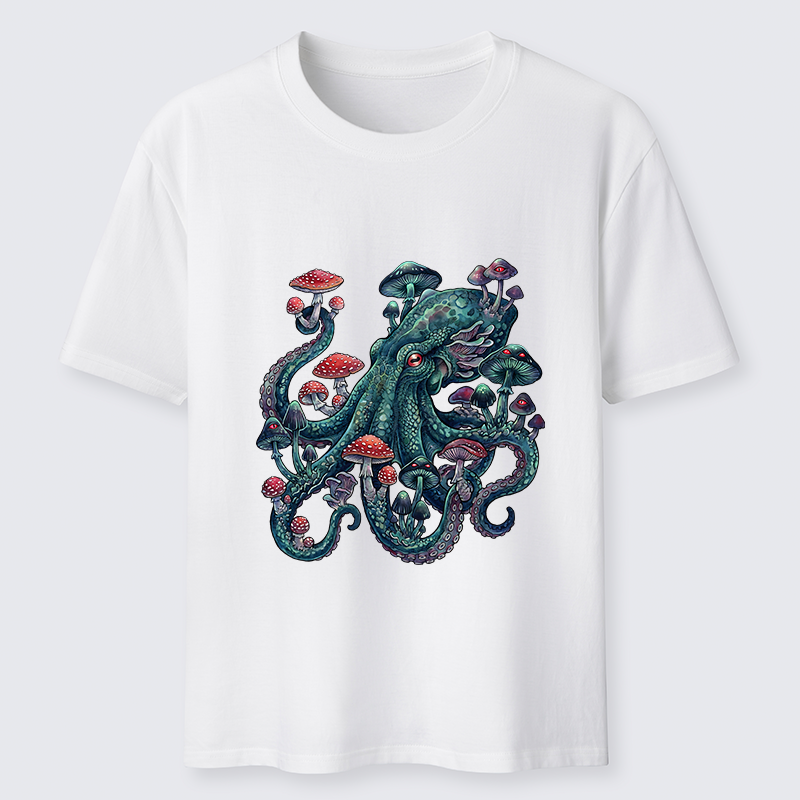 Tokyo-Tiger Octopus Covered In Mushrooms Classic T-Shirt