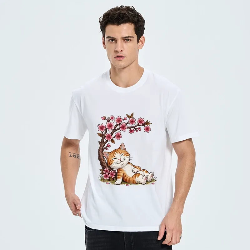 Tokyo-Tiger Cat Sleeps Under Sakura Classic T-Shirt