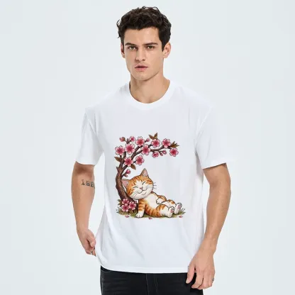 Tokyo-Tiger Cat Sleeps Under Sakura Classic T-Shirt