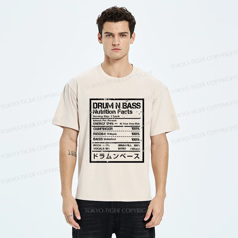 Tokyo-Tiger Drum&Bass Nutrition Facts Washed T-Shirt
