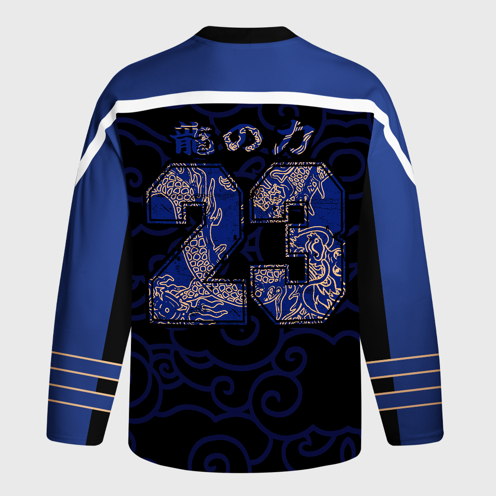 Tokyo-Tiger Oriental Cloud Dragon Long-Sleeve Hockey Jersey