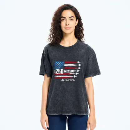 Tokyo-Tiger 250 Years Strong American Flag Washed T-Shirt