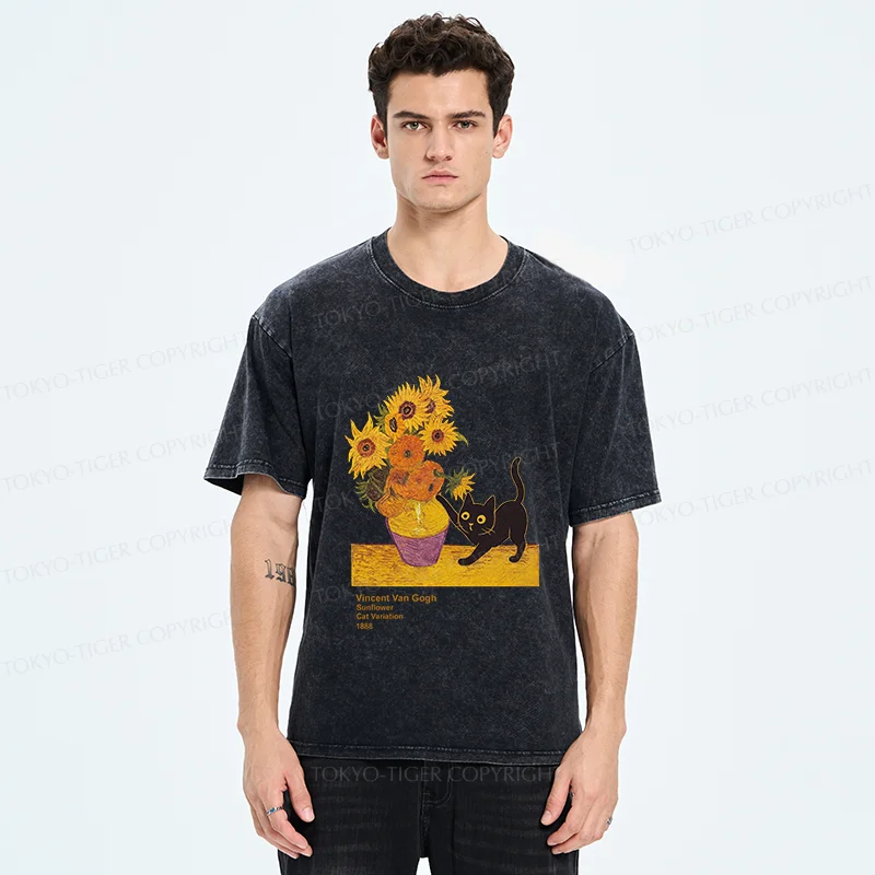 Tokyo-Tiger Naughty Van Gogh's Cat Japan Washed T-Shirt