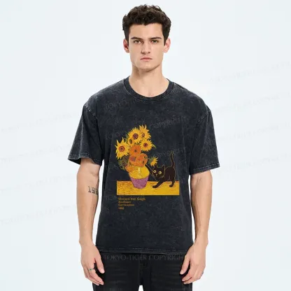 Tokyo-Tiger Naughty Van Gogh's Cat Japan Washed T-Shirt