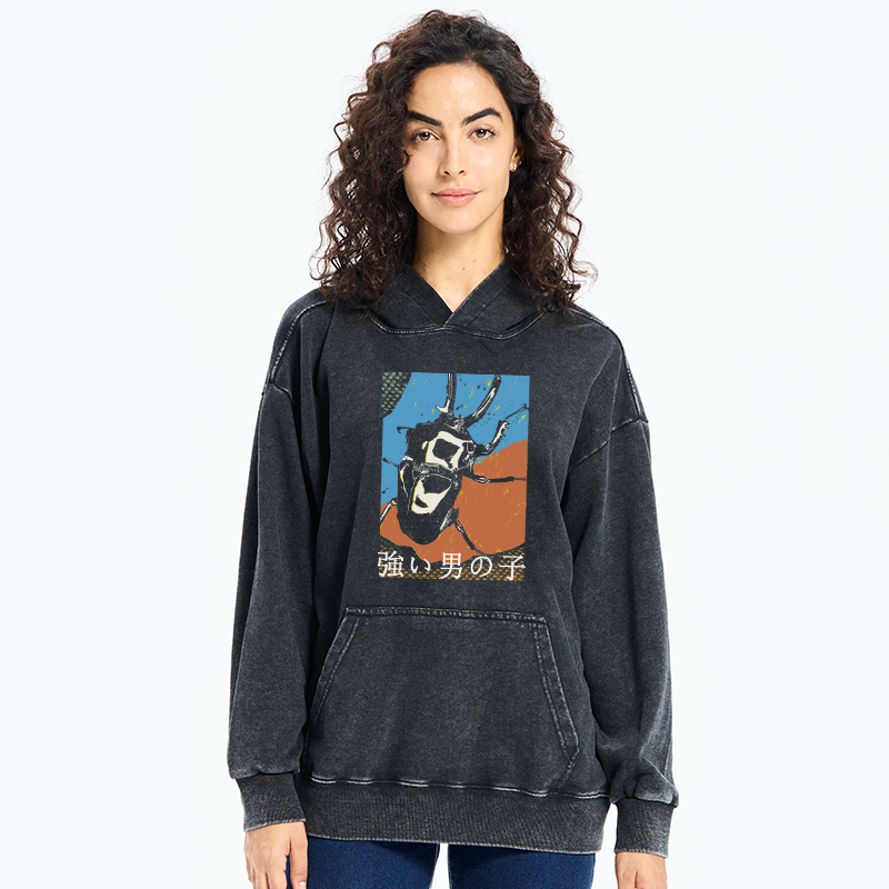 Tokyo-Tiger Strong Beetle Japanese Washed Hoodie