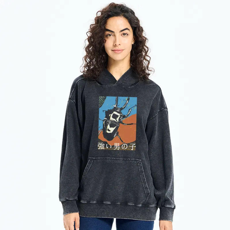 Tokyo-Tiger Strong Beetle Japanese Washed Hoodie