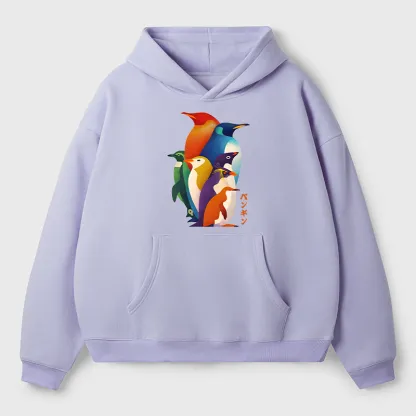 Tokyo-Tiger Cute Multi Tone Penguins Adult Fleece Hoodie