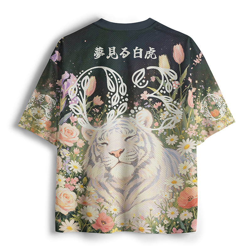 Tokyo-Tiger Blossom‑Wrapped Tiger Mesh Jersey