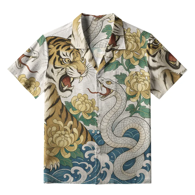 Tokyo-Tiger Tiger And Snake Fight Aloha Hawaiian Shirt