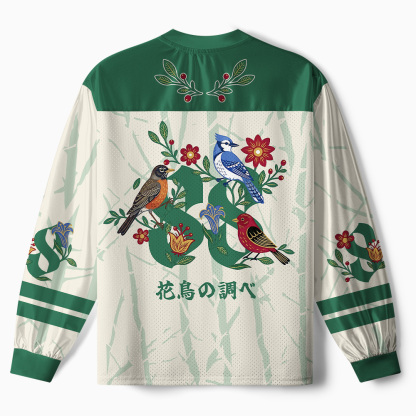 Tokyo-Tiger Floral Birdsong Paneled Long Sleeve Jersey