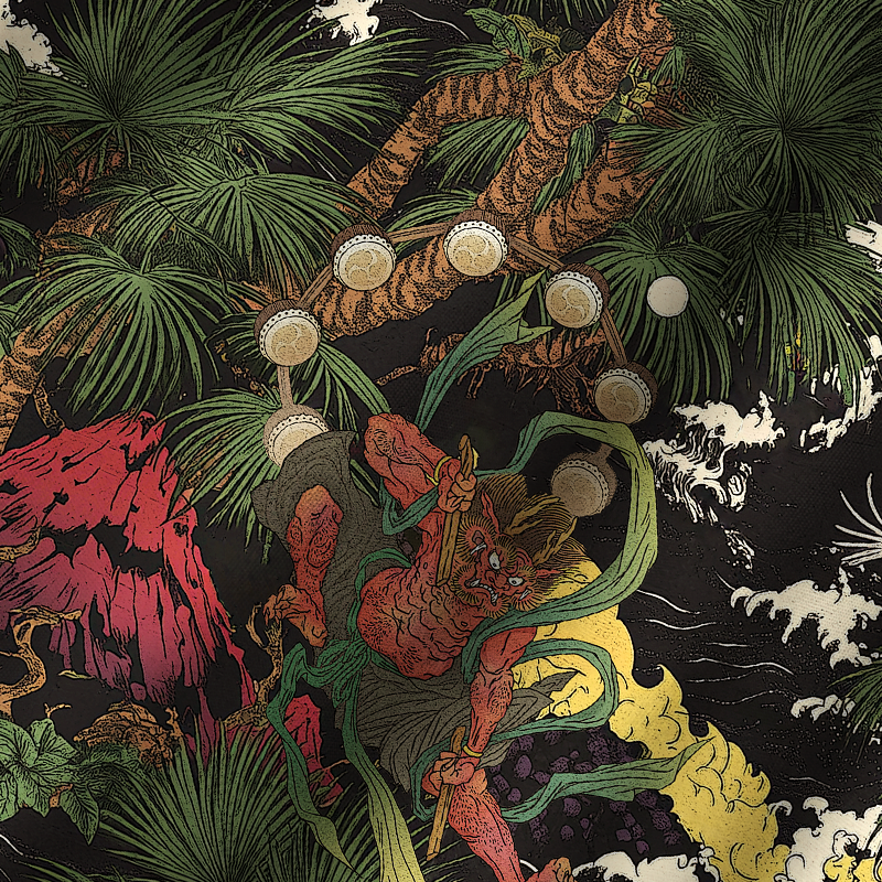 Tokyo-Tiger Japanese Yokai Cuban Collar Shirt