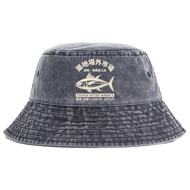 Tokyo-Tiger Japan Tsukiji Fish Market Washed Bucket Hat Sale