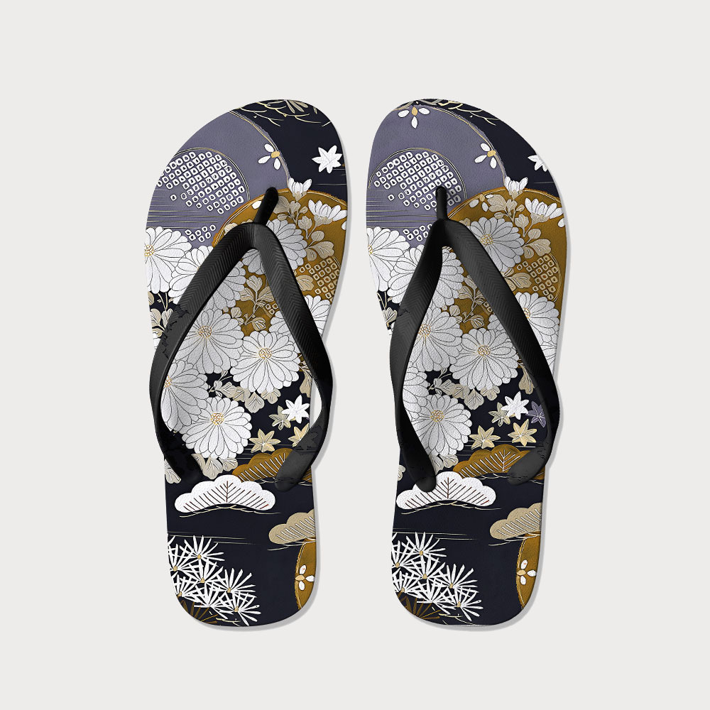 Tokyo-Tiger Japanese Floral Collection Flip Flops