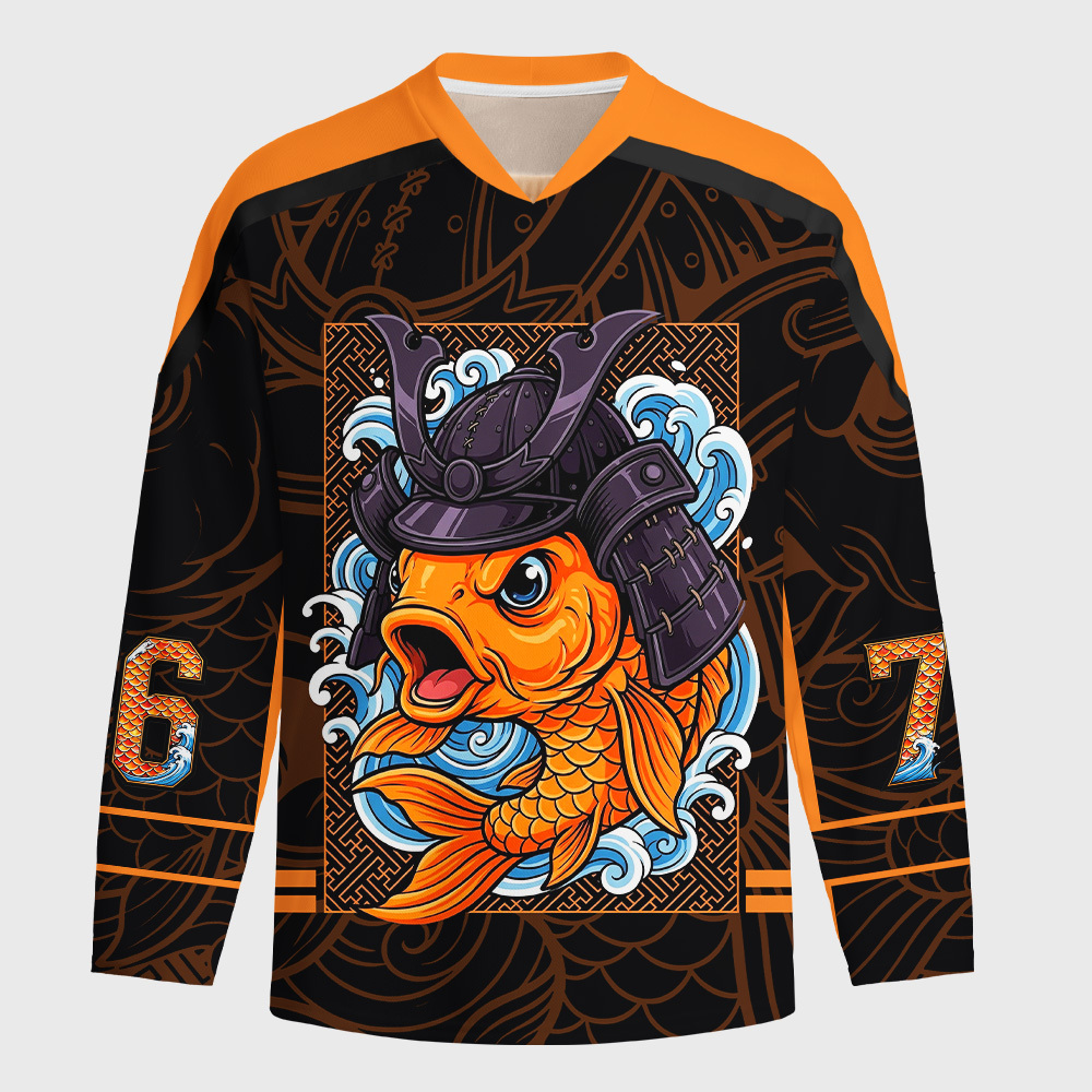 Tokyo-Tiger Samurai Koi Long-Sleeve Hockey Jersey