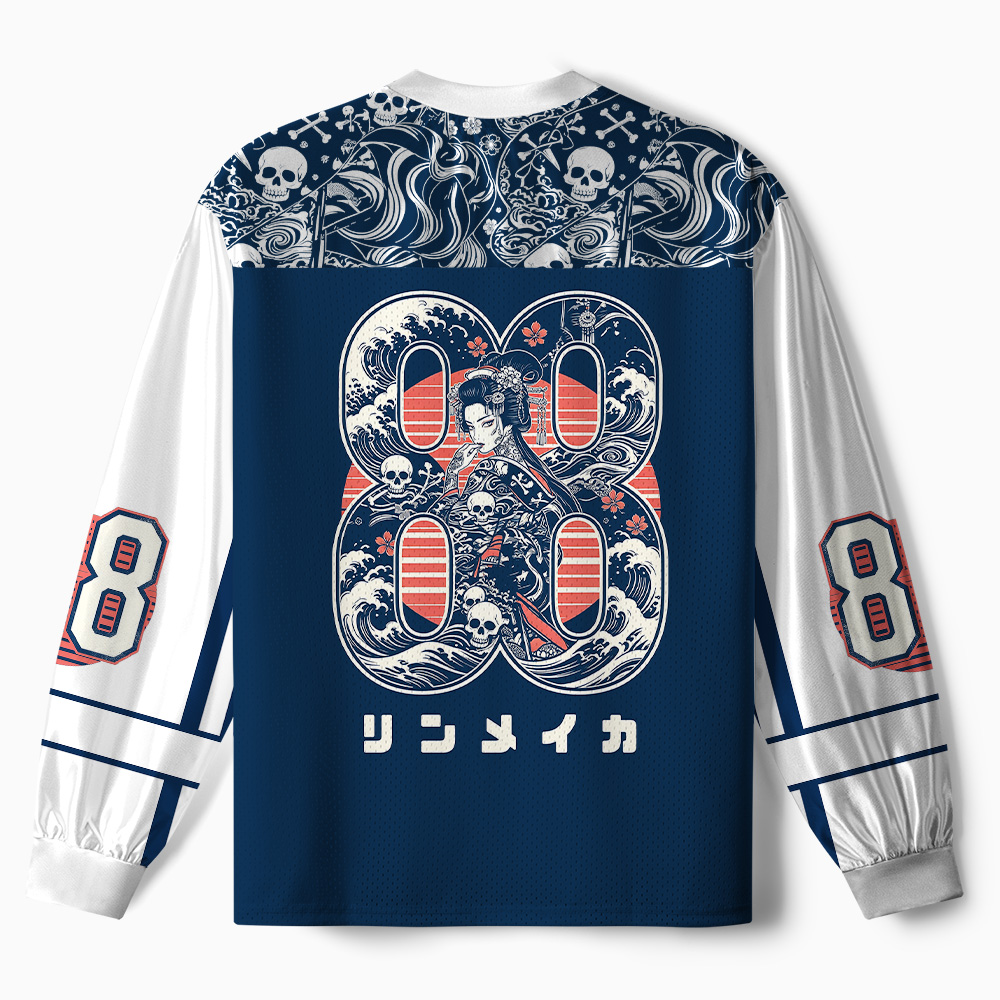 Tokyo-Tiger Skeleton Sun Kimono Paneled Long Sleeve Jersey