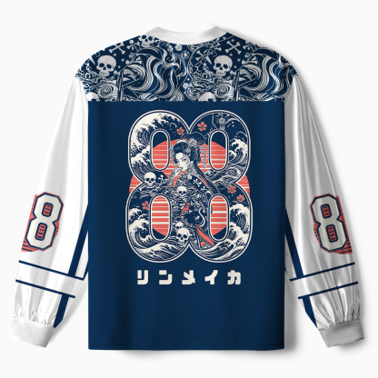 Tokyo-Tiger Skeleton Sun Kimono Paneled Long Sleeve Jersey
