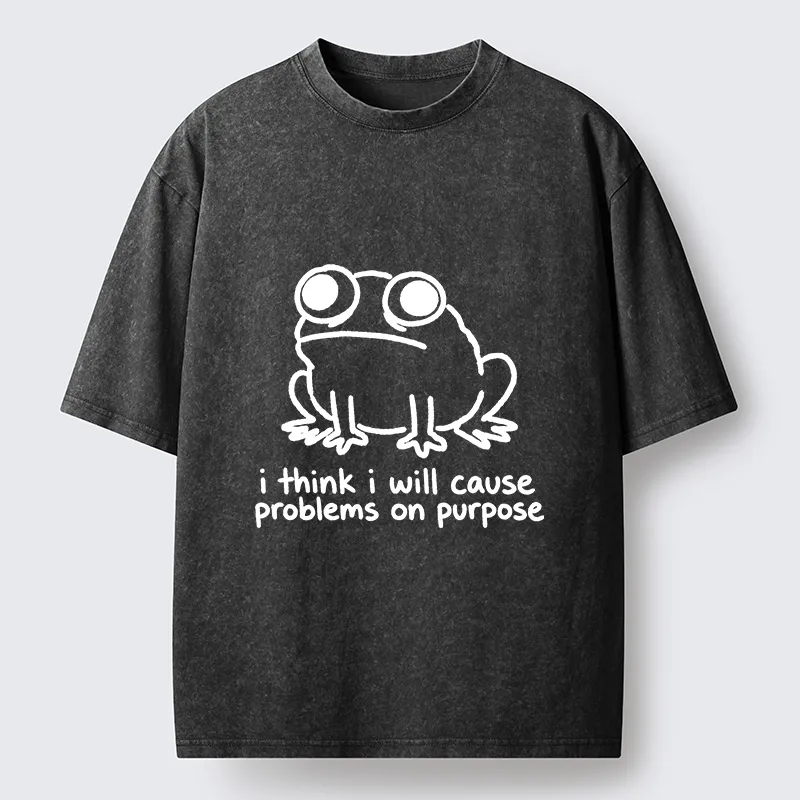 Tokyo-Tiger Funny Frog Quote Washed T-Shirt
