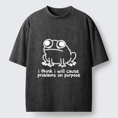 Tokyo-Tiger Funny Frog Quote Washed T-Shirt