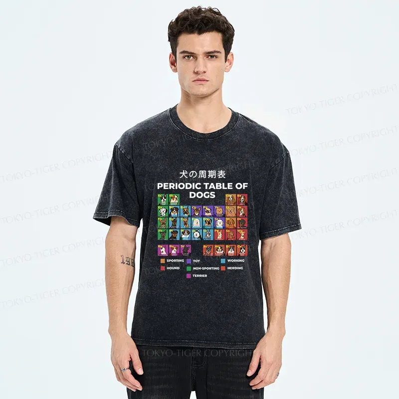 Tokyo-Tiger Periodic Table Of Dogs Washed T-Shirt