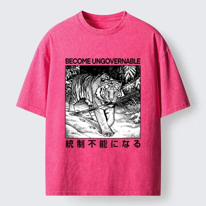Tokyo-Tiger Sword Tiger Funny Meme Washed T-Shirt