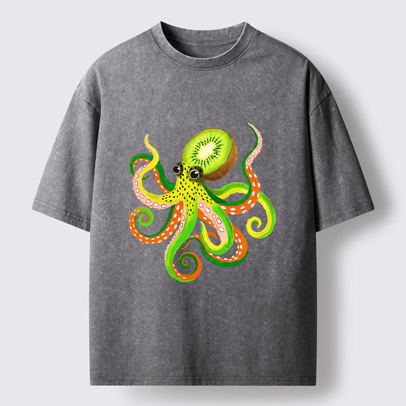 Tokyo-Tiger Kiwi Octopus Washed T-Shirt