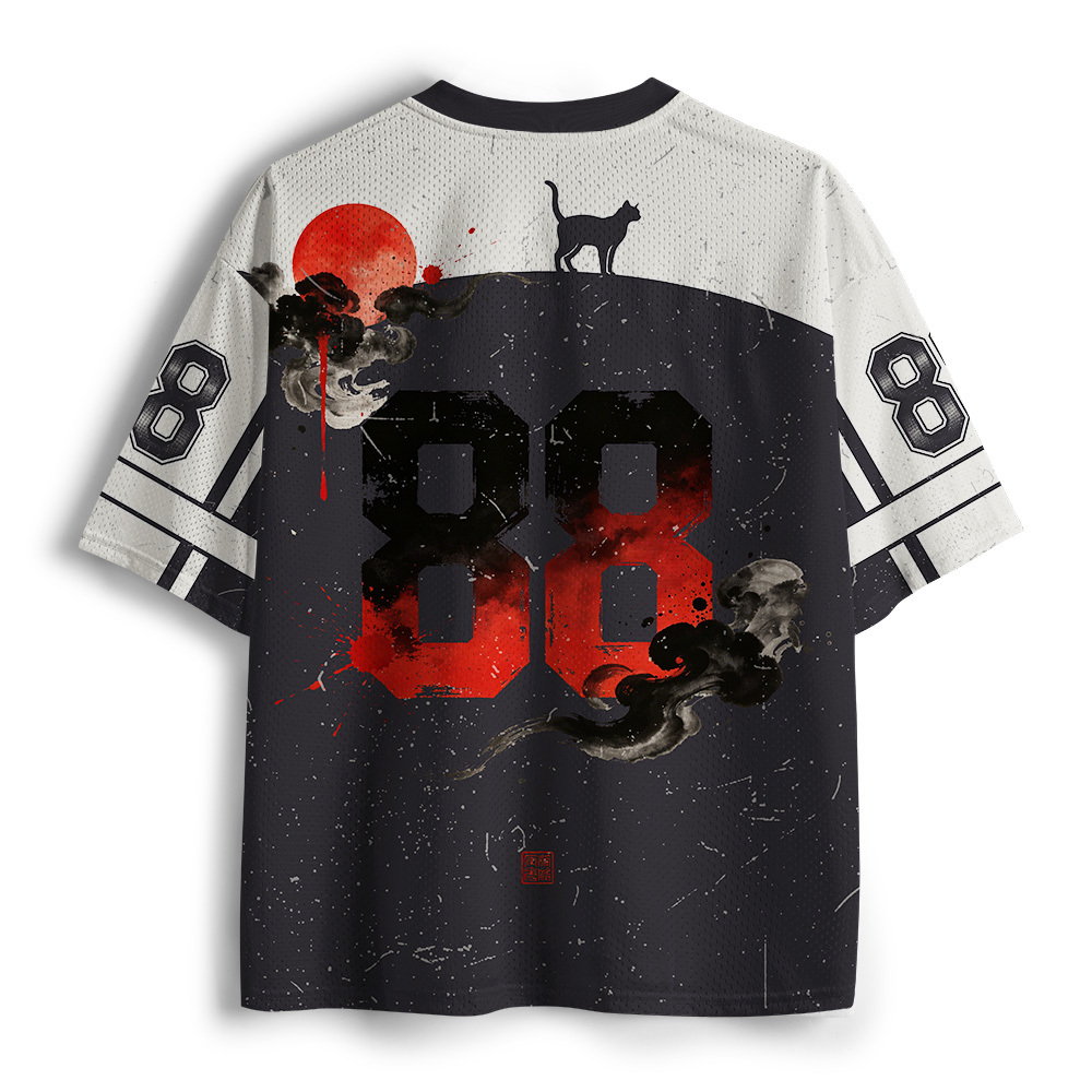 Tokyo-Tiger Japanese Sunset Wanderer Samurai cat Mesh Jersey