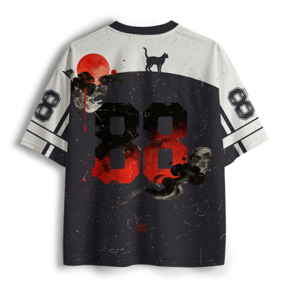 Tokyo-Tiger Japanese Sunset Wanderer Samurai cat Mesh Jersey