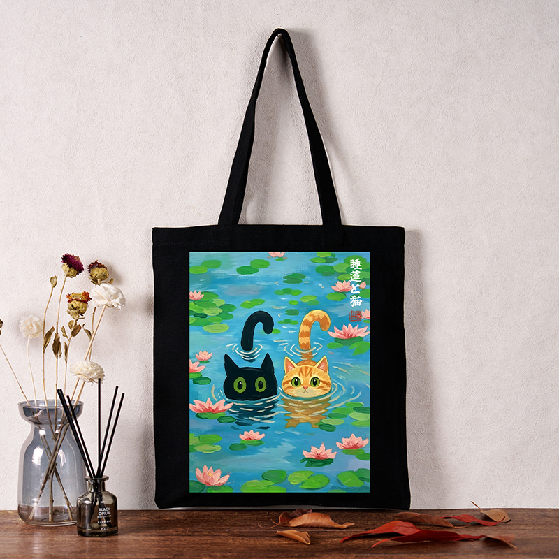 Tokyo-Tiger Cats In The Lotus Pond Tote Bag