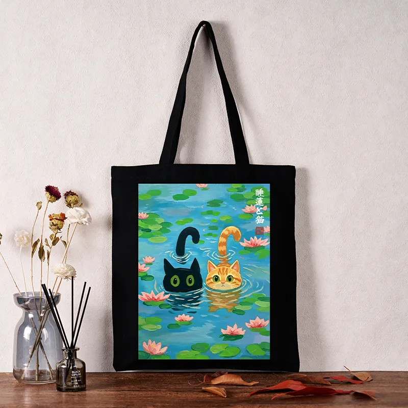 Tokyo-Tiger Cats In The Lotus Pond Tote Bag